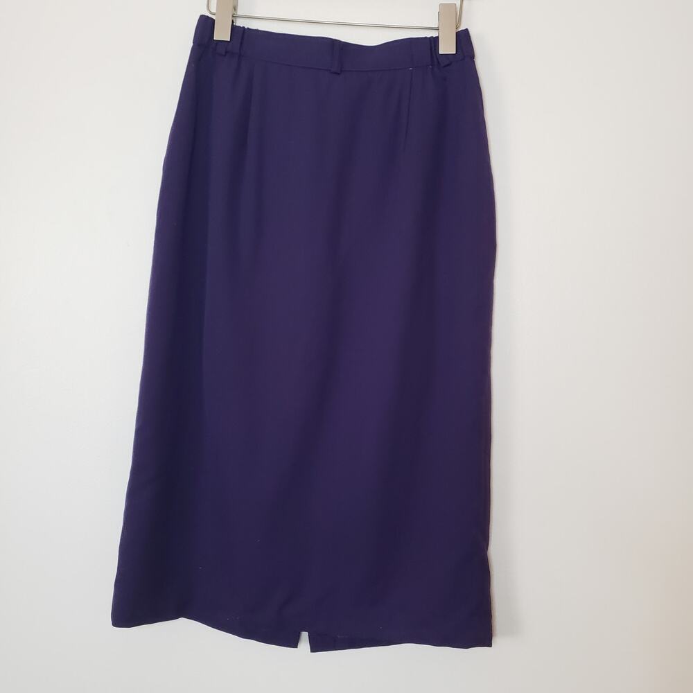 Vintage Wool Button Up Straight Midi Skirt Purple Size 12